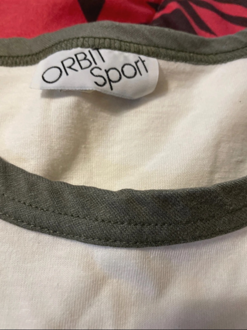 Women's Short Sleeve Tee in White with Olive Trim